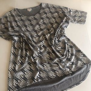 LuLaRoe Irma Black & White Dot Print Jacquard Knit